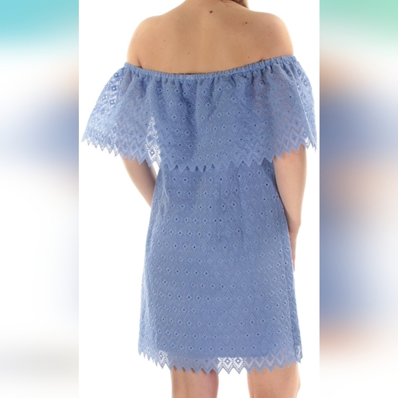 Kensie Strapless Blue Lace Dress (2b) - Picture 2 of 4